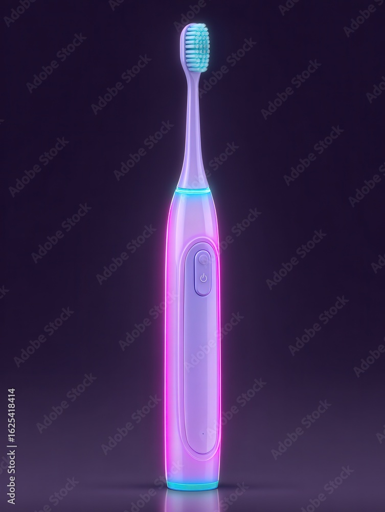 A sleek electric toothbrush features neon accents in purple and blue. Its ergonomic design and innovative technology ensure efficient cleaning for better oral hygiene in a stylish way.
