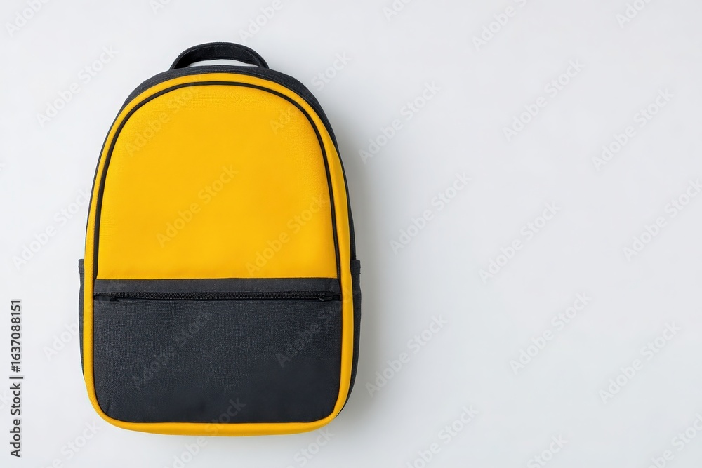 This yellow and black backpack has a sleek design, featuring a rounded shape and ample storage. It is placed on a plain background, showcasing its vibrant colors and practical style.