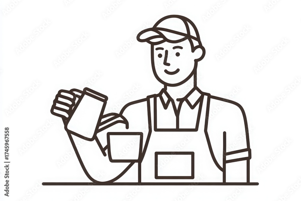 A barista mixes coffee ingredients at a cafe, showing expertise in the craft. The cozy atmosphere invites patrons to enjoy a cup of coffee.