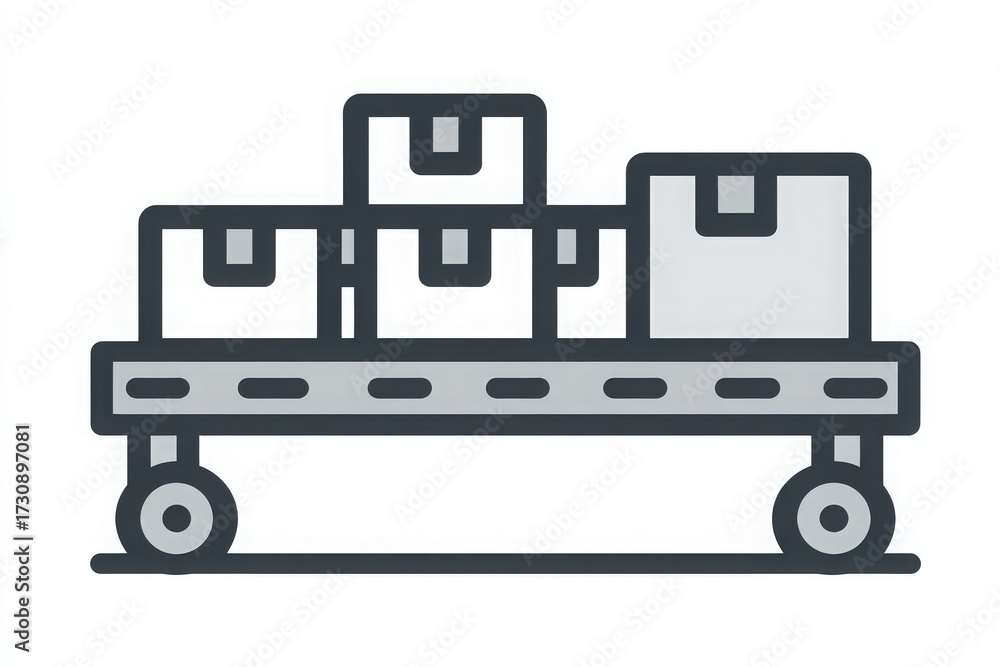 A delivery cart holds several stacked boxes, showcasing a busy warehouse environment. The cart sits on wheels, indicating readiness for movement. Ideal for logistics support.