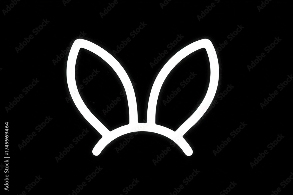 A glowing outline of bunny ears appears against a black background, giving a whimsical and cheerful vibe. The simplicity of the design emphasizes its playful nature and creativity.