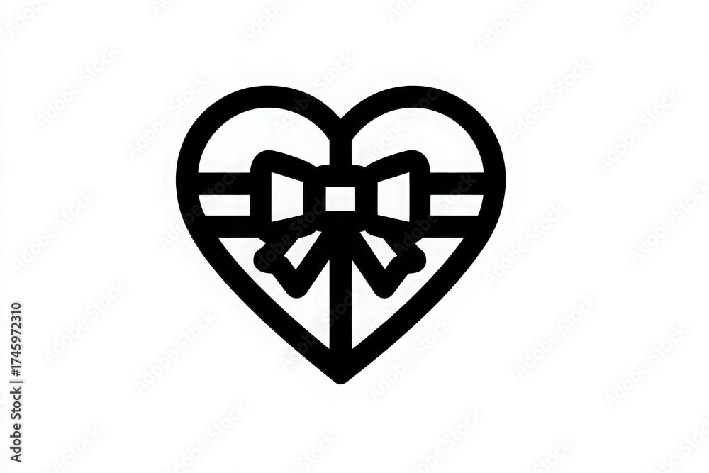 A heart shape is decorated with a bow, symbolizing love and affection. This simple design conveys warmth and sentiment, perfect for various occasions and celebrations.