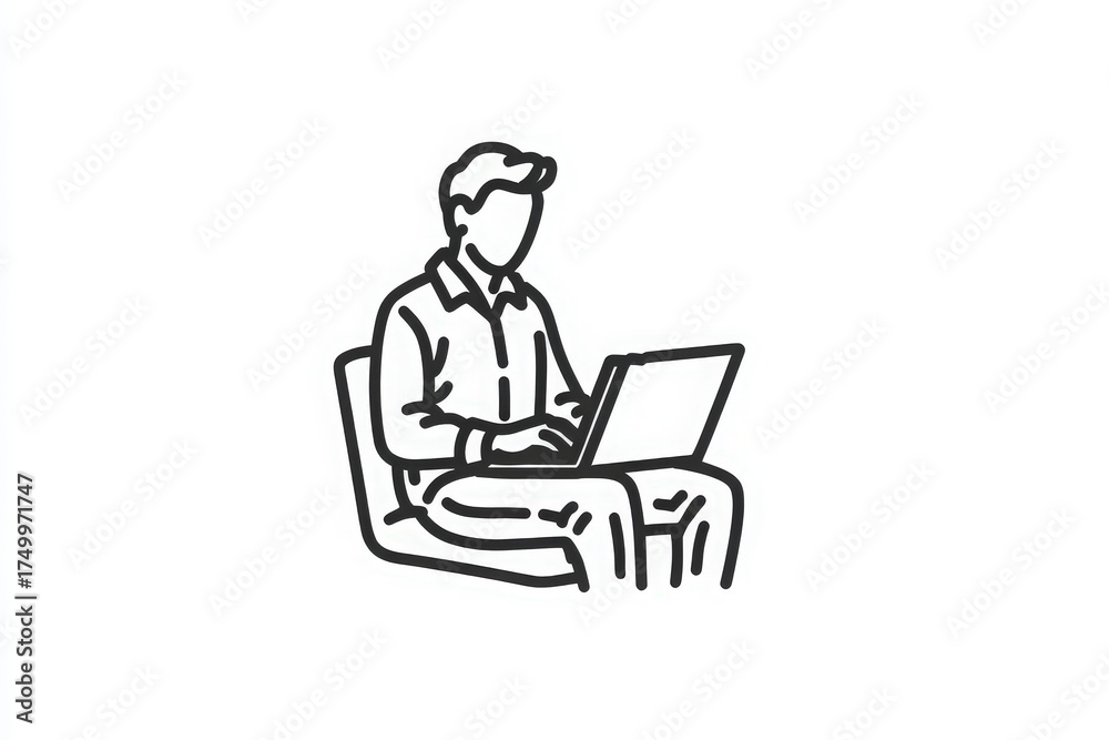 A person is seated comfortably in a chair, focused on working with a laptop. The environment appears relaxed and conducive for productivity. The scene suggests a quiet workspace.