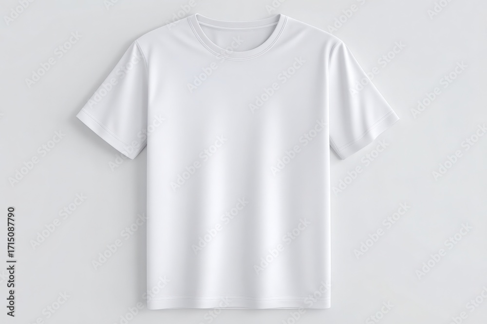 A plain white t-shirt is displayed against a simple gray background. The shirt is neatly folded and showcases a classic design suitable for casual wear. Ideal for layering or personalizing.