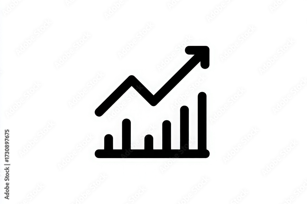 A simple yet effective design illustrates a growth chart with a line and bar graph. The upward trend emphasizes positive growth, ideal for presentations and reports.