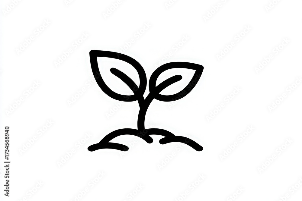 A small green plant with two leaves emerges from a mound of soil, representing new beginnings and the resilience of nature. This sprout symbolizes hope and the cycle of life.