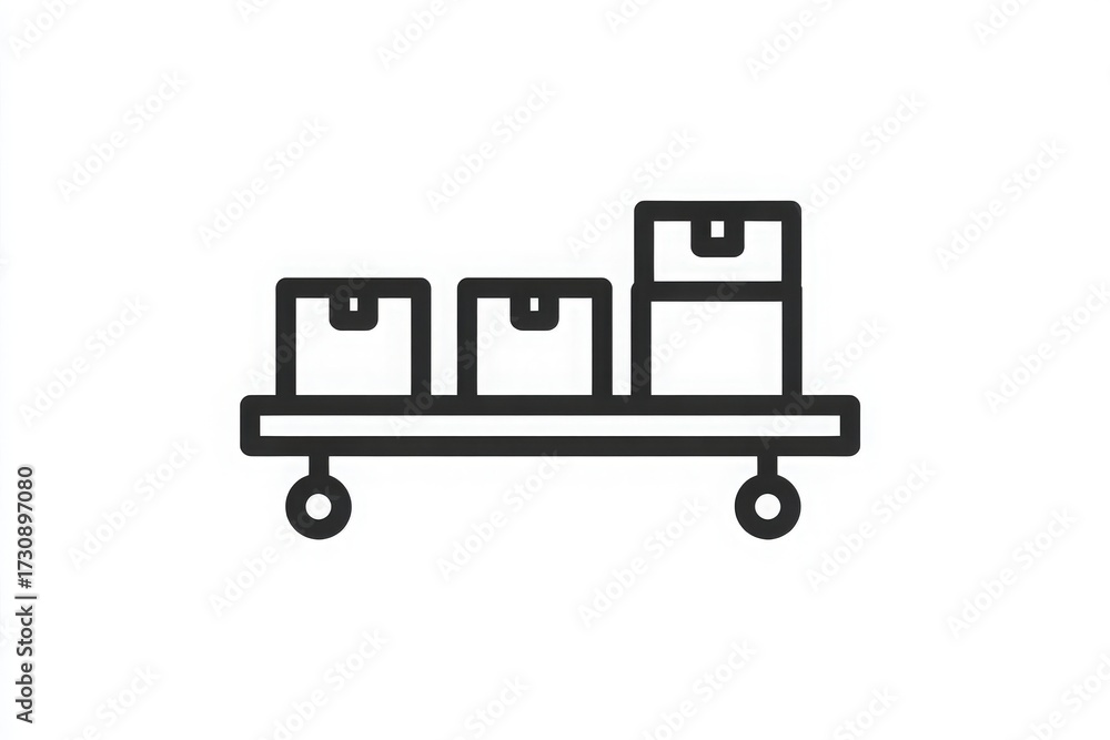 A storage cart holds three identical boxes lined up neatly on its shelf. The cart is designed for easy mobility and organization in various spaces.