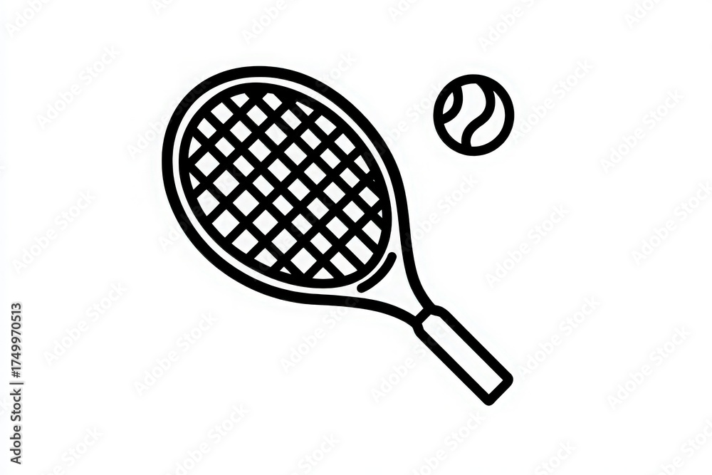 A tennis racket lies horizontally alongside a tennis ball. The scene suggests an upcoming match or practice session, highlighting the excitement of the sport.