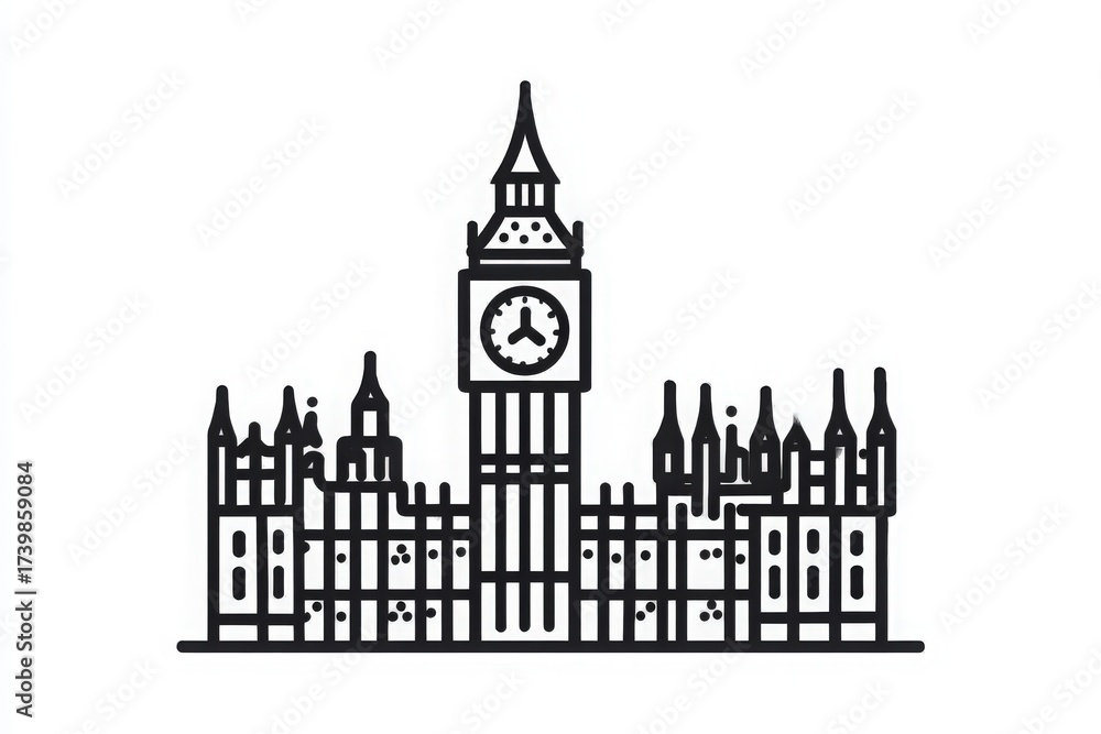 Big Ben, the renowned clock tower in London, stands majestically alongside the Houses of Parliament. This structure highlights the intricate design and historical significance of the city.