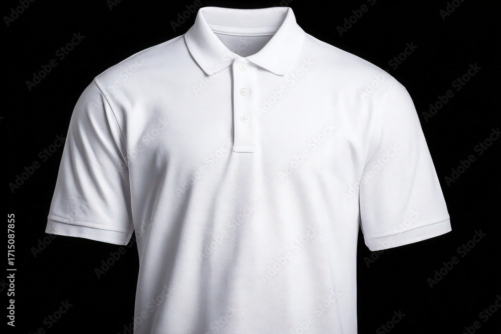The white polo shirt features a simple collar and short sleeves, making it suitable for casual occasions. Its clean lines provide a versatile style that can be paired with various outfits.