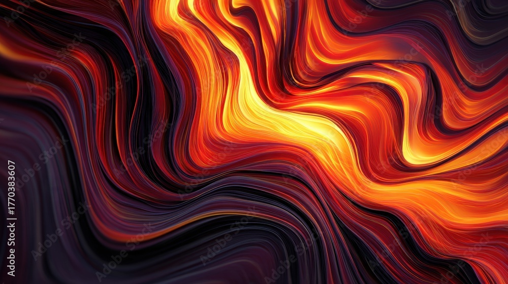 This artwork features dynamic swirls of warm colors, blending together in fluid motion. The vibrant reds and oranges create an energetic, inviting atmosphere, evoking feelings of warmth and intensity.