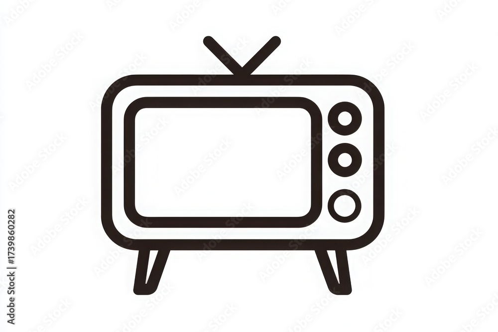 This classic television has a minimalist design featuring three knobs and a large screen area. Its retro appearance makes it a charming addition to any room.