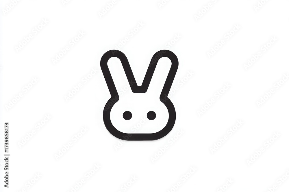 This design features a minimalist rabbit face in black outline on a white background. It is cute and suitable for various creative projects or branding purposes.