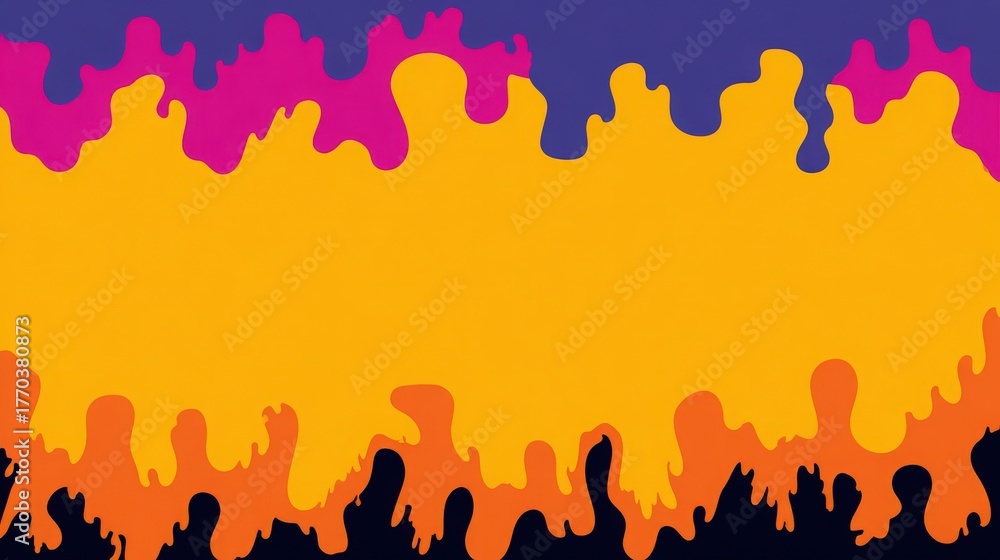 This lively artwork displays dynamic waves of color, blending bright purple, pink, orange, and yellow. The design creates an eye-catching visual experience that sparks energy and creativity.