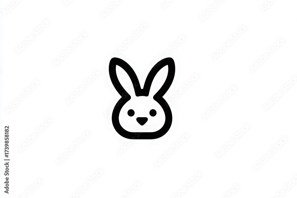 This simple and adorable bunny illustration features clean lines and a playful expression. It is ideal for childrens themes, invitations, or any creative project needing a cute touch.