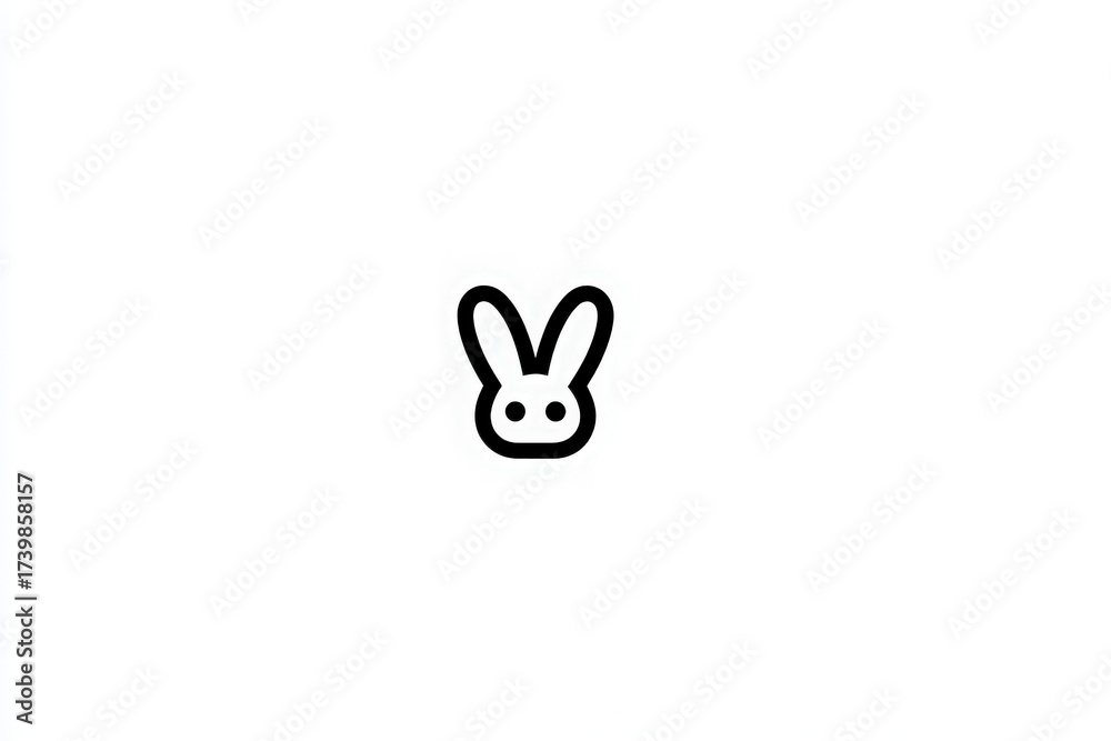This simple and charming bunny head design features large ears and a smiling face. It is ideal for childrens art, stationery, and playful branding materials.