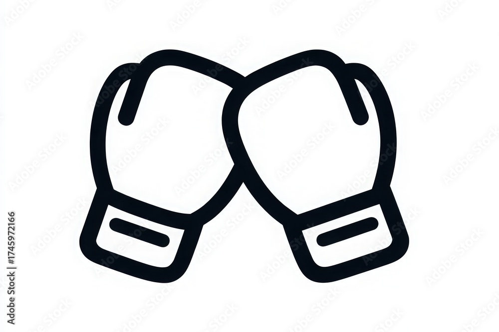 Two boxing gloves are positioned closely together, suggesting a spirit of competition and readiness for a match. The design emphasizes strength and athleticism in the world of boxing.