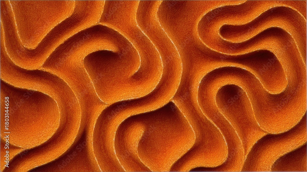 Wavy patterns in warm orange tones blend together to create a dynamic and engaging surface. The smooth curves interlace, forming a visually pleasing texture that draws the eye.