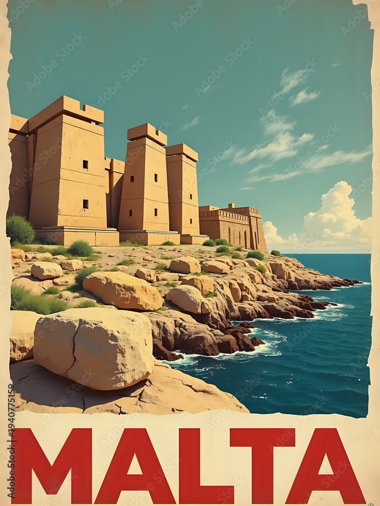 A historic structure stands along the edge of rocky cliffs in Malta. The clear blue water meets the shore beneath a bright sky. This scene captures the beauty of the location and architecture.